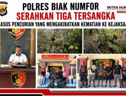 Polres Biak Numfor Serahkan Tiga Tersangka Kasus Pencurian yang Mengakibatkan Kematian ke Kejaksaan